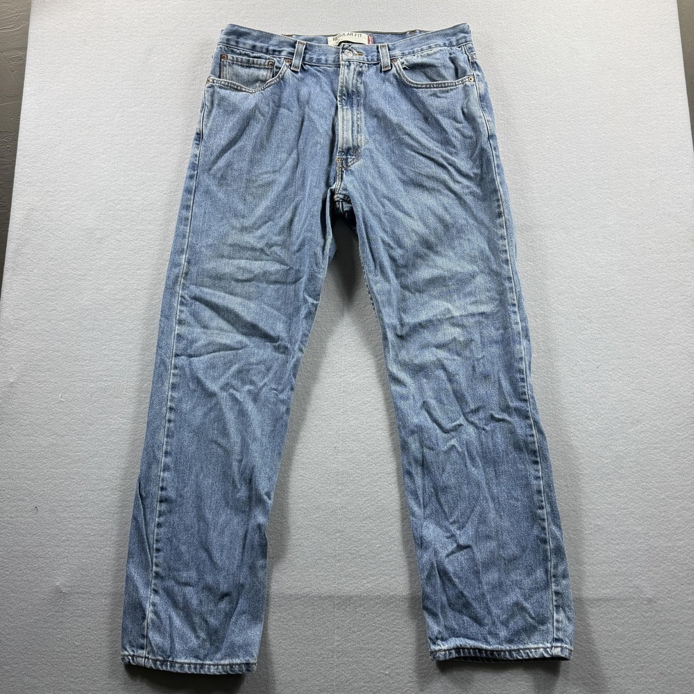 Levis 505 Jeans Mens 38x32‎ (Fit 36x31) Light Wash Blue Regular Straight Denim